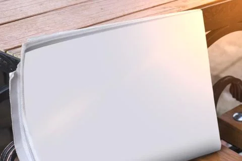 Mock Up of the newspaper on a wood background Stock Photos