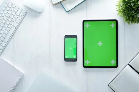 Mock up office desk table 8 Stock Photos