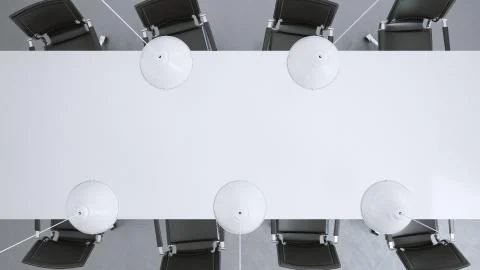 Mock-up of office desk table top view from above. 3d rendering Stock Illustration