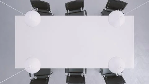 Mock-up of office desk table top view from above. 3d rendering Stock Illustration