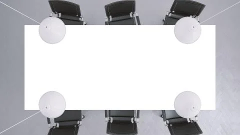 Mock-up of office desk table top view from above. 3d rendering Stock Illustration