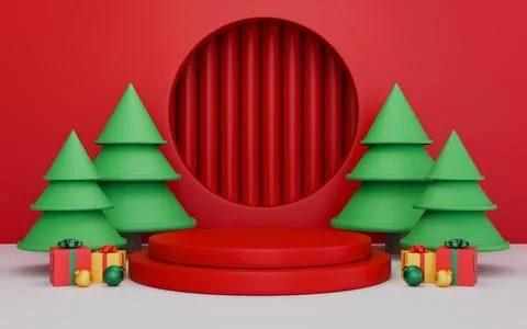 Mock up podium with empty space for Christmas product display with copy space Stock Illustration