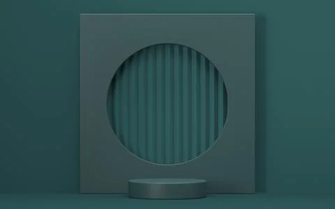 Mock up podium for product presentation circle with stripes pattern 3D Stock Illustration