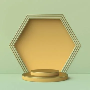 Mock up podium for product presentation hexagonal niche 3D Mock up podium ... 写真素材