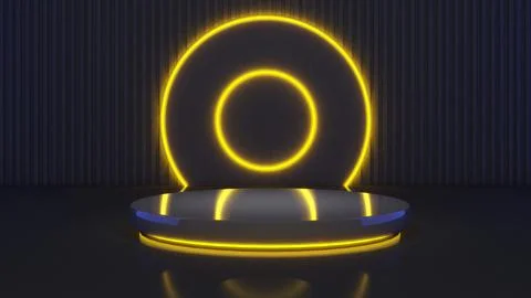 Mock up podium for product presentation,3D render,Mock-up circle pedestal n.. Stock Photos
