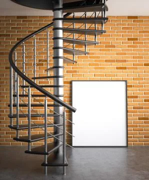 Mock up poster frame in hipster interior background, 3D render Stock Illustration