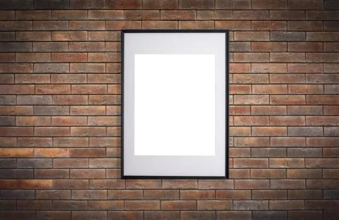 Mock up poster frame in interior wall. White frame for poster or photo image on Stock Photos