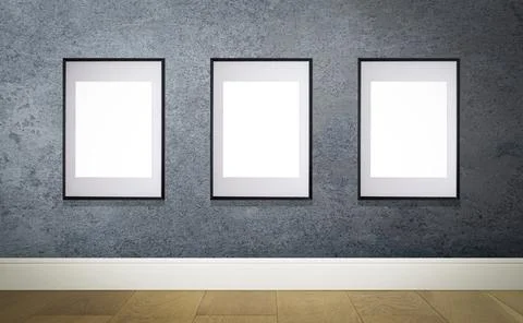 Mock up poster frame in interior wall. White frame for poster or photo image on Stock Photos