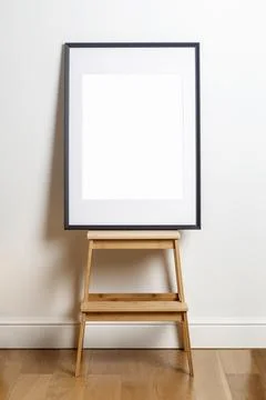 Mock up poster frame in interior white wall. White frame for poster or photo Stock Photos