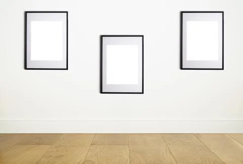 Mock up poster frame in interior white wall. White frame for poster or photo Stock Photos