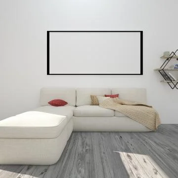 Mock up poster frame in modern interior background, living room, Modern Style Stock Illustration