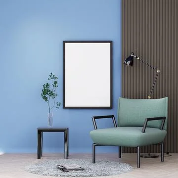 Mock up poster frame in modern interior background Stock Illustration