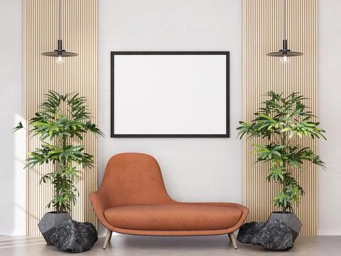 Mock up poster frame in modern interior background Stock Illustration
