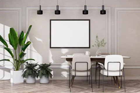 Mock up poster frame in modern interior background Stock Illustration