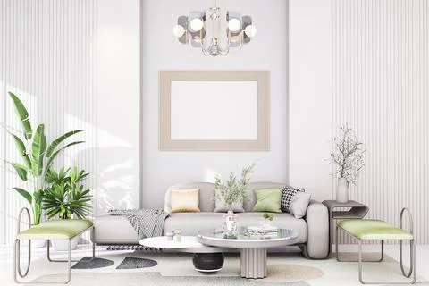 Mock up poster frame in modern interior background Stock Illustration