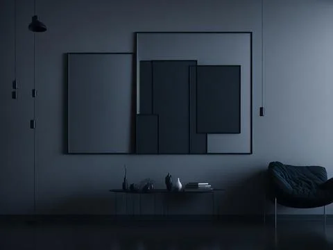 Mock up poster frame in modern interior background Stock Photos