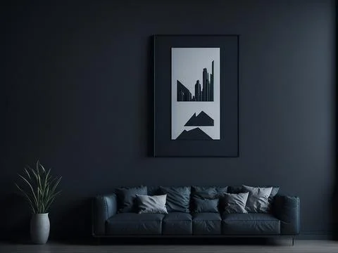 Mock up poster frame in modern interior background Stock Photos