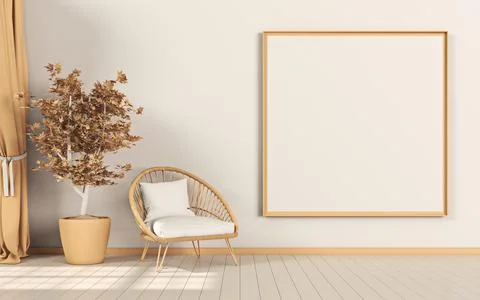 Mock up poster frames with big indoor plant Illustrazione stock