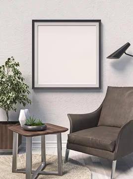 Mock up poster frames with leather armchair イラスト素材