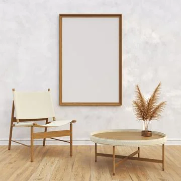 Mock up poster frames with minimal armchair in modern interior Illustrazione stock