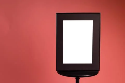 Mock up poster. Minimal template with empty picture frame mock up. Color back Stock Photos