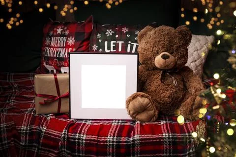 Mock up poster. Minimal template with empty picture frame mock up. Minimalist Stock Photos