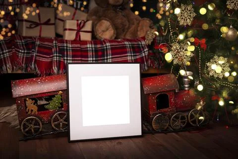 Mock up poster. Minimal template with empty picture frame mock up. Minimalist Stock Photos