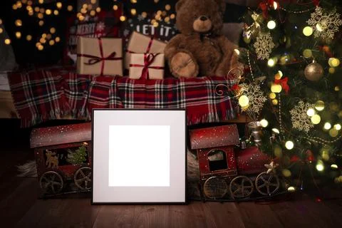 Mock up poster. Minimal template with empty picture frame mock up. Minimalist Stock Photos