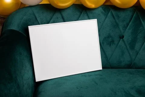 Mock up poster. Minimal template with empty picture frame mock up. Wall decor Stock Photos