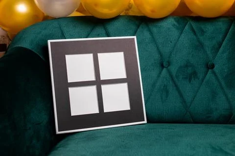 Mock up poster. Minimal template with empty picture frame mock up. Wall decor Stock Photos