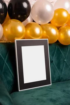 Mock up poster. Minimal template with empty picture frame mock up. Wall decor Stock Photos