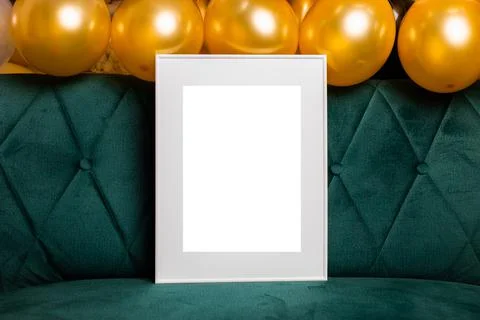 Mock up poster. Minimal template with empty picture frame mock up. Wall decor Stock Photos