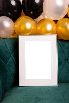 Mock up poster. Minimal template with empty picture frame mock up. Wall decor Stock Photos