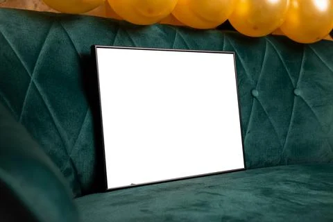 Mock up poster. Minimal template with empty picture frame mock up. Wall decor Stock Photos