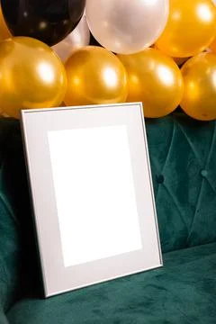 Mock up poster. Minimal template with empty picture frame mock up. Wall decor Stock Photos
