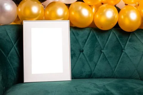 Mock up poster. Minimal template with empty picture frame mock up. Wall decor Stock Photos