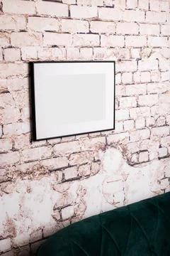 Mock up poster. Minimal template with empty picture frame mock up. Wall decor Stock Photos