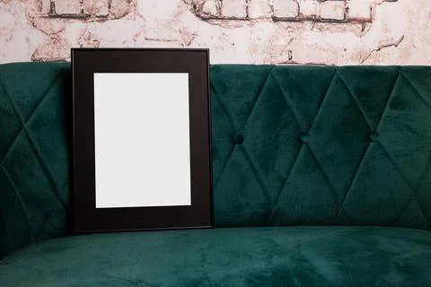 Mock up poster. Minimal template with empty picture frame mock up. Wall decor Stock Photos