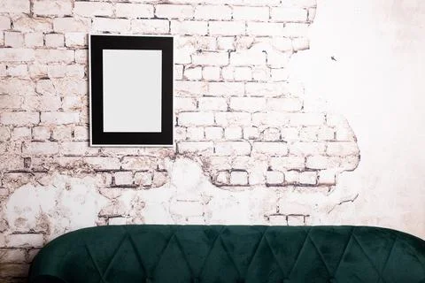 Mock up poster. Minimal template with empty picture frame mock up. Wall decor Stock Photos