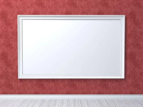 Mock up poster on red wall 3D render Mock up poster on red wall 3D render ... Stock Photos
