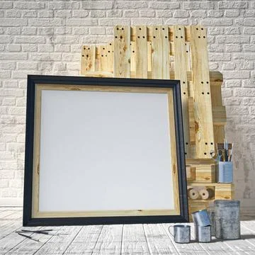 Mock up posters frames in art atelier, 3D Mock up posters frames in art at... Stock-Fotos