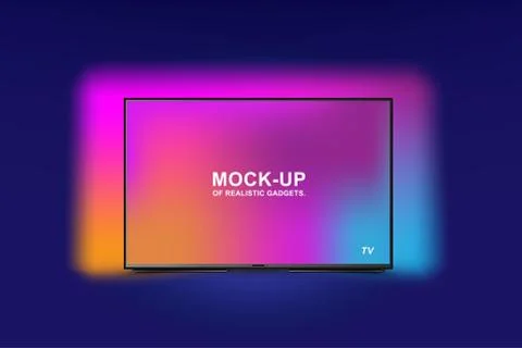 Mock-up of realistic backlit tv with OLED technology. Futuristic home applian Illustrazione stock