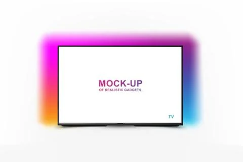 Mock-up of realistic backlit tv with OLED technology. Futuristic home applian Illustrazione stock