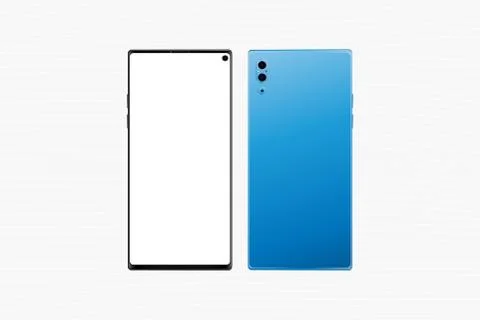 Mock-up of realistic Smartphone. Front side with screen and back side with ca 스톡 일러스트