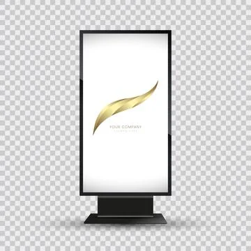 The mock-up of Realistic TV screen, LED, signboard stand on a transparent b.. Stock Illustration