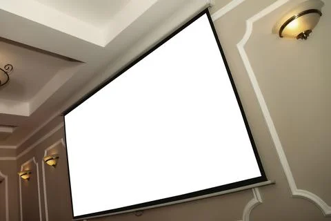 Mock up screen display, blank board on conference, large projection screen on Foto stock