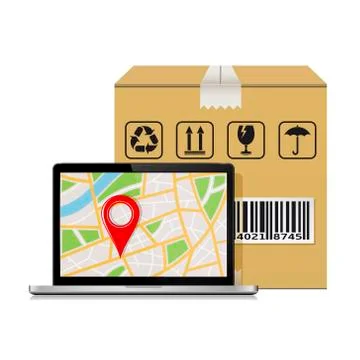 Mock-up for shipping parcel tracking order. 库存插图