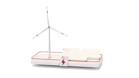 A mock-up showcasing renewable energy sources. Isolated. White Back. 3D render Stock Footage 288577398