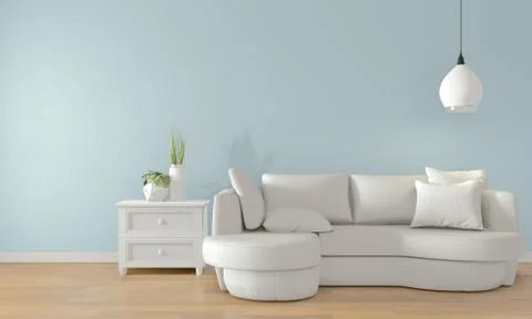 Mock up sky room with white sofa on modern room interior.3D rendering Stock Illustration
