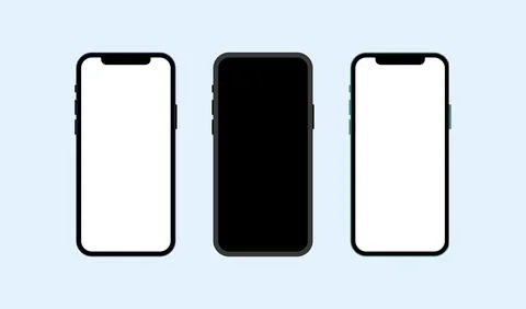 Mock-up smart phone empty screen front view on the blue background. Stock Illustration